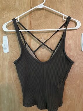 Women’s Small Vupri Ribbed Crossback Tank Top - Dark Olive